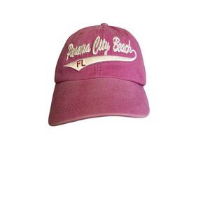 NWT Panama City Beach FL Pink Embroidered Baseball Cap Cotton Adjustable Strap